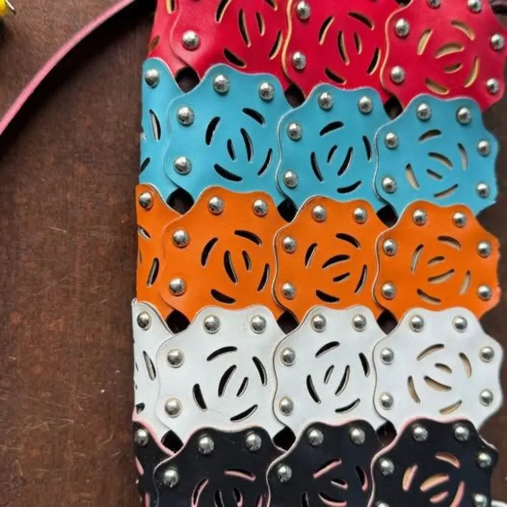 Multi-Color Floral Cutout Leather Crossbody Bag